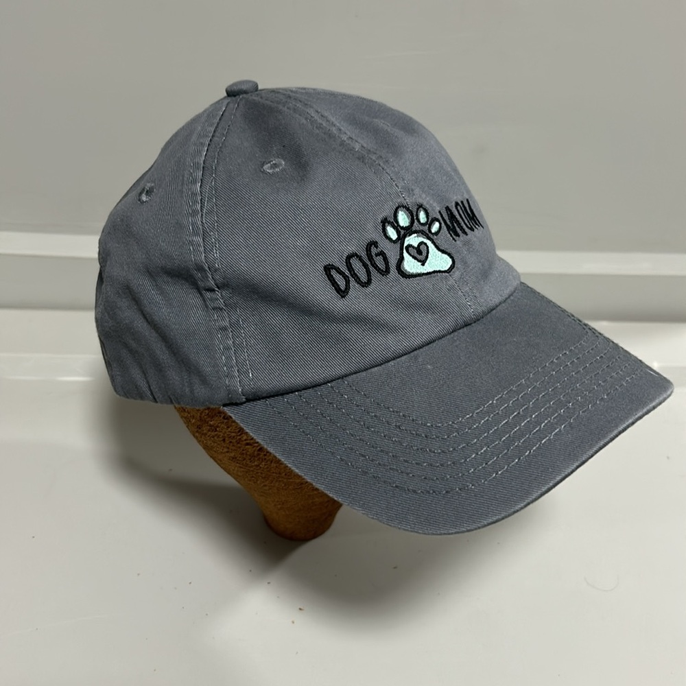 Dog Mom Paw Print Gray Baseball Cap(Hat) Embroidered 100% Cotton Adjustable OSFM - Picture 3 of 9
